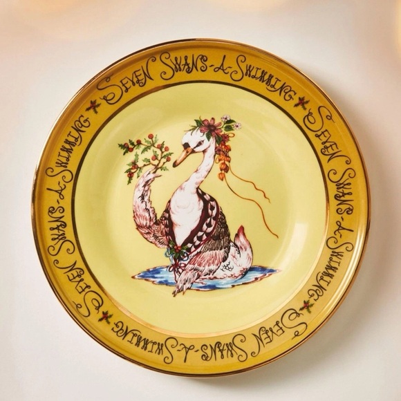 Anthropologie Seven Swans A Swimming Twelve Days Of Christmas 2024 Dessert Plate - Picture 5 of 5